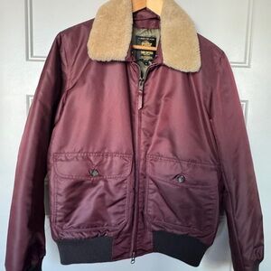 Todd Snyder Burgundy Bomber Jacket with Beige Collar